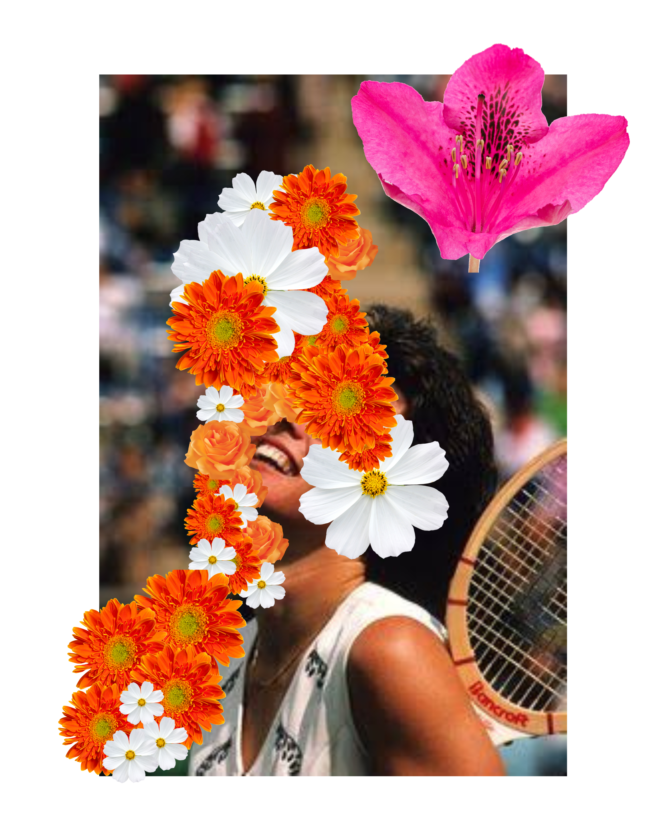 Tennis player floral collage